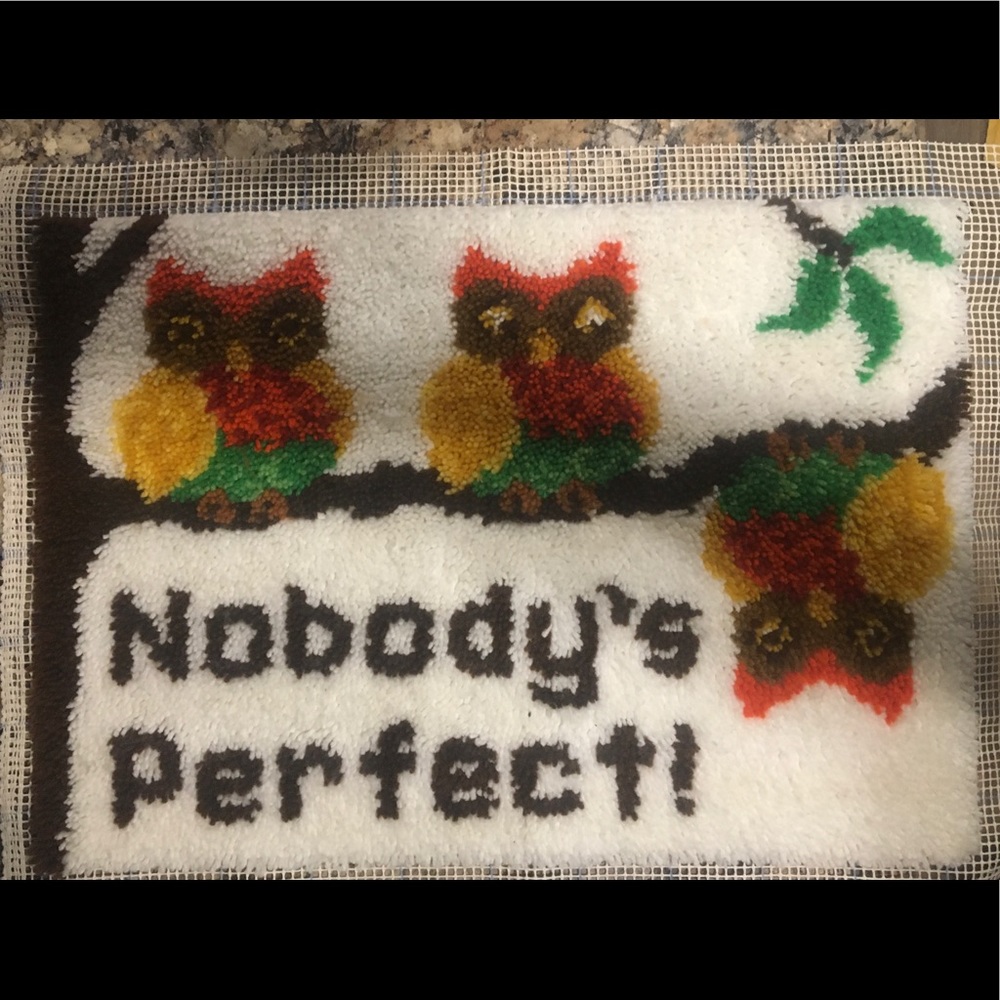 Nobody’s Perfect Owl latch hook